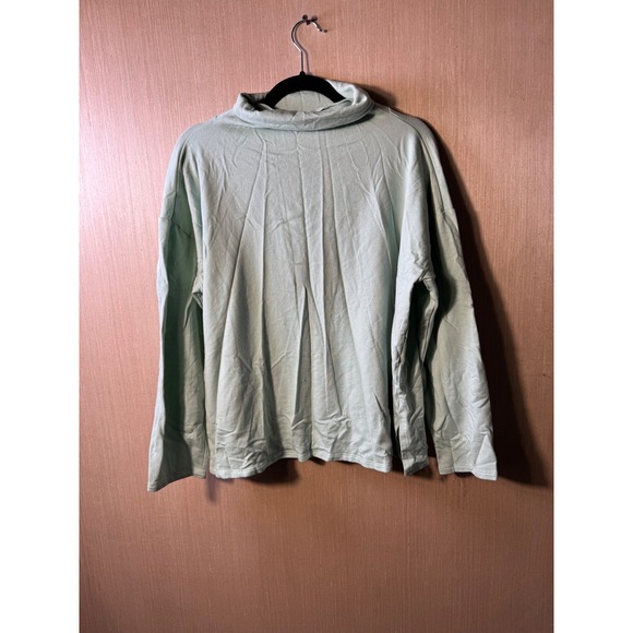 Eileen Fisher Tops - Eileen Fisher‎ Womens Medium M Tencel Blend Funnel Neck Long Sleeve Top Green